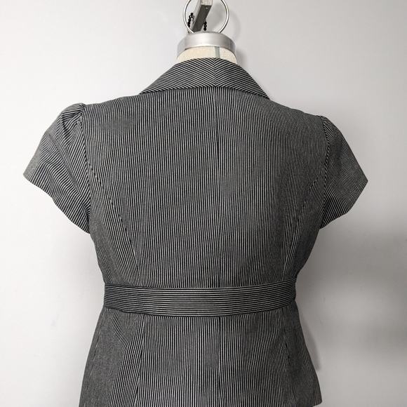 SMART SET Black & Grey Striped Short Sleeve Jacket Size 13 - Picture 12 of 15